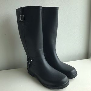 Rain boots - Motorcycle Style Black Rubber